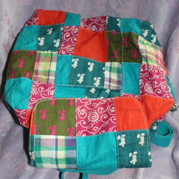 Vintage Authentic Disney Parks Patchwork Cloth Backpack Back To School - Picture 4 of 8